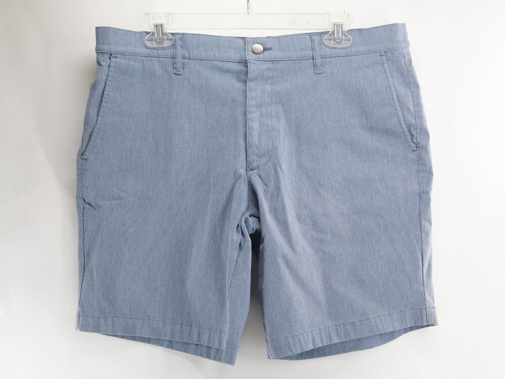 Mizzen+Main Men's 36 Light Blue Chino Shorts Performance Stretch Flat Front 9"